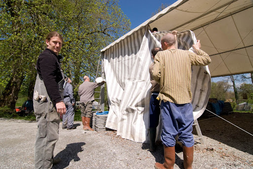 David, confidently supervising the tent set up