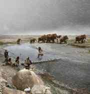 Neanderthal hunting scene. © Oxford Archaeology Ltd, illustration by Peter Lorimer Neanderthal hunting scene. © Oxford Archaeology Ltd, illustration by Peter Lorimer