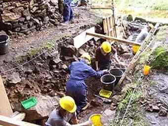 Sheffield University re- excavating the entrance to Church Hole Cave. Many exciting artefacts were discovered.
