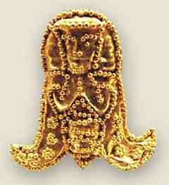 The same necklace turned upside down shows a female figure holding her breasts. The same necklace turned upside down shows a female figure holding her breasts.