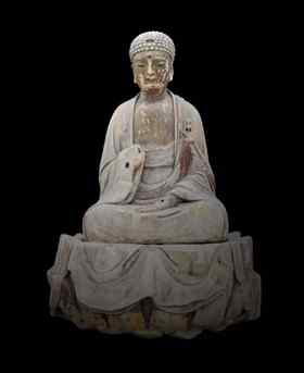 Sakyamuni Buddha, Southern Song dynasty, AD1174-1252, from the Xiaofowan (‘Small Buddha Bend’), an inner enclave of the Baodingshan site; carved and painted sandstone.
