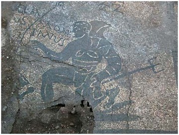 Gladiator mosaic at the Villa dei Quintili, Appia Roma 