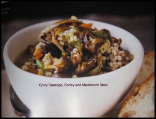 spicy sausage barley and mushroom stew