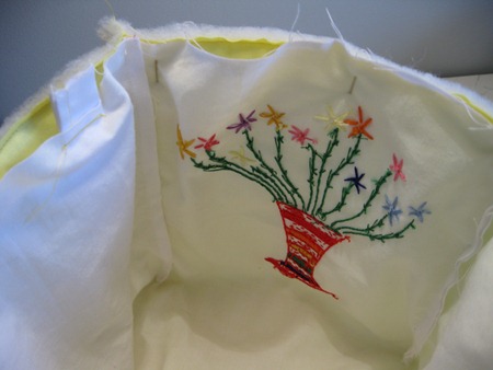 pin outer and lining together ready to sew