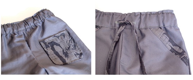 grey school pants pocket details