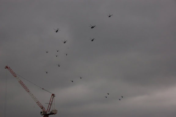 The Flypast turning over a construction site