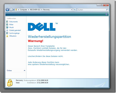 Dell Wiederherstellungspartition