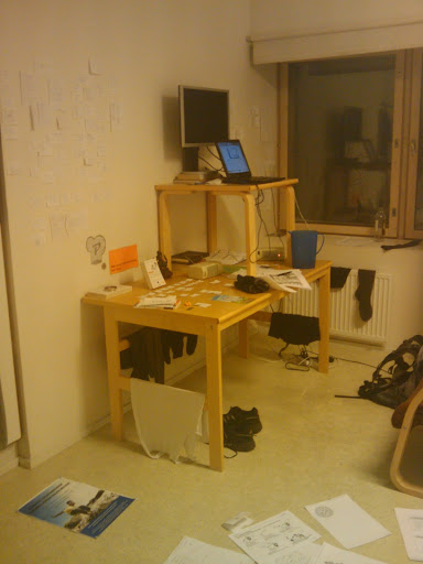 Working space this is not a total mess - it's fairly structured and way healthier than the monkey-style laptop and chair combo
