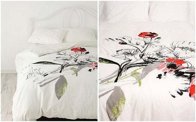 Urban Outfitters Wild Poppy Bouquet Duvet Cover