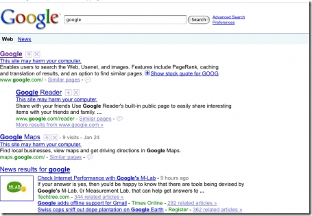 Google search bug