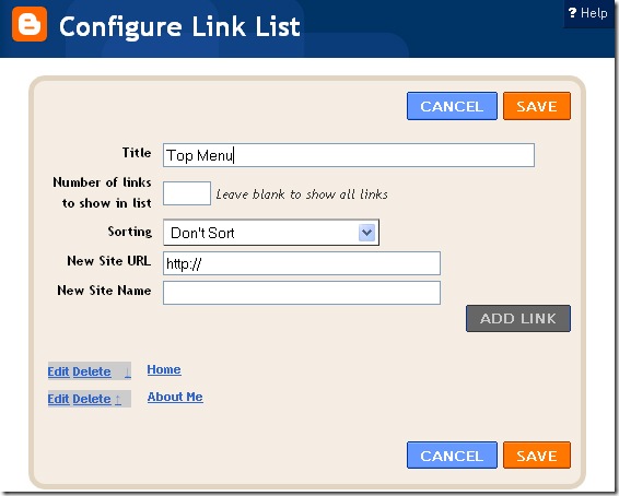 configure link list