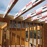 Greatroom beams and panels in place