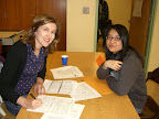 Volunteer Elena Sevastopoulos meets with ISA student Katie Deng
