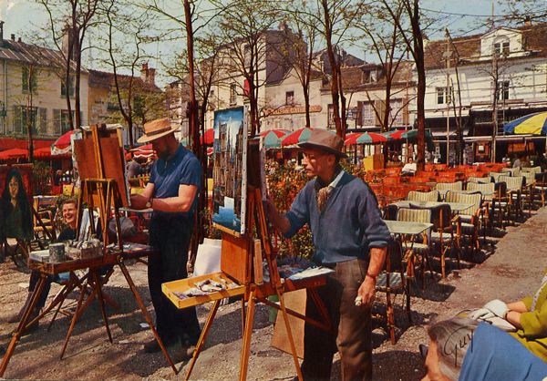 Cartes Postales Pop et  Kitsch des années 50, 70 et 70 - Pop and kitsch vintage postcards from the fifties, the sixties and the seventies : Quais et peintres de Paris
