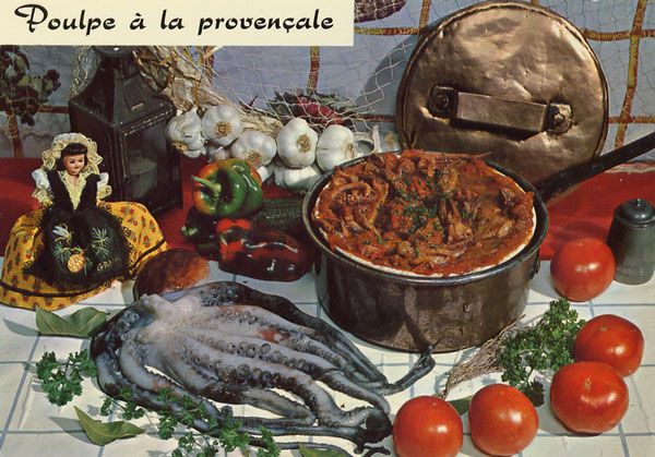 Cartes Postales Pop et  Kitsch des années 50, 70 et 70 - Pop and kitsch vintage postcards from the fifties, the sixties and the seventies : A table !? / Regrettable food