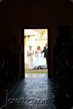 Bride, sister and dad walking up to church - Joretha Taljaard Wedding Photography