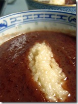 zenzai, crema dolce di azuki -con quenelle di riso al latte-