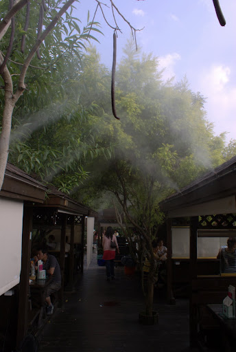 包廂所在叫做「迷霧森林」，園方用了蒸汽水霧營造霧氣的感覺，也是在夏天仍可感覺涼爽的原因
