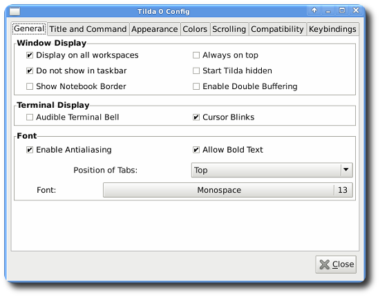 image showing tilda preferences