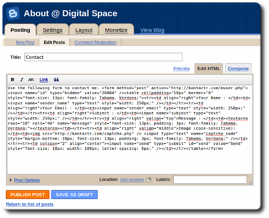 About Digital Space Contact Page Post