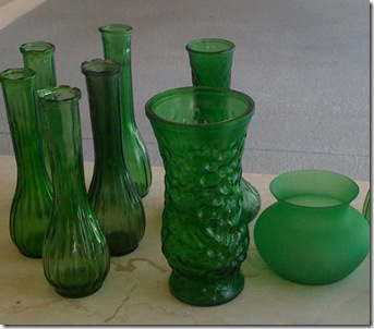 green vases