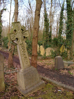 Gravestones in Highgate Cemetery in London, England