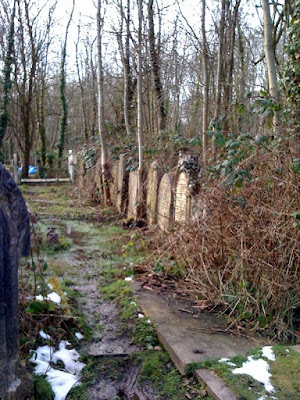 Gravestones in Highgate Cemetery in London
