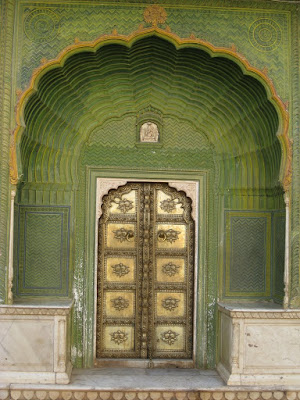 Green door in the Jaipur City Palace in India