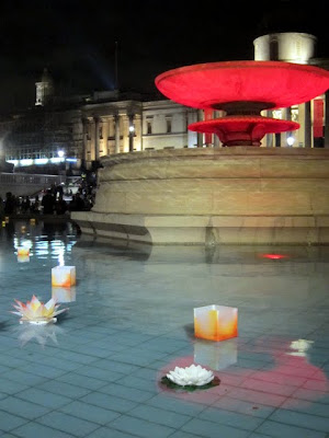 Fountain in Trafalgar Square during Malaysia Night in London