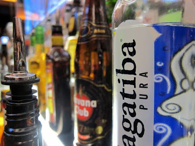 Bottles behind the bar at TGI Fridays in London