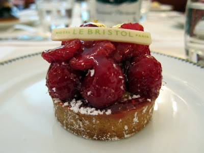 Raspberry tart at the Hotel Le Bristol Paris restaurant
