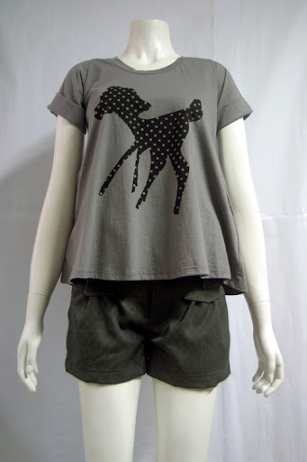 "Who Killed Bambi?" Dark Grey cotton pocket tee. MPTS0409-005 S$ 36.90 PTP:16" STH: 23"