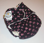 One Size Cloth Diaper - Bamboo Fitted - Pink Skulls on Black