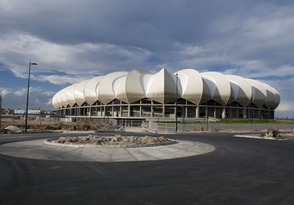 South Africa Eastern Cape Province Port Elizabeth. The Nelson Mandela Bay Stadium, In Port Elizabeth, still under construction for the 2010 World Cup.
Photo by Rodger Bosch
24/03/2010