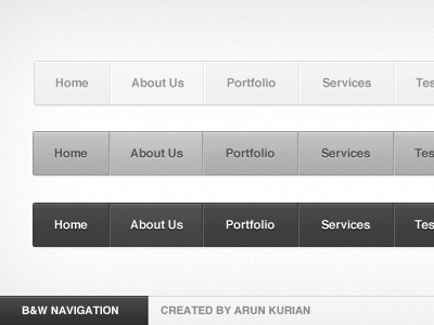 freebie PSD Black white navigation menu