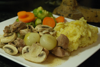 Pork in Leffe with Mushrooms, Shallots and Thyme