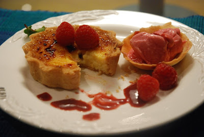 Benson's of Broadway - Caramelised Lemon Tart with Raspberry Sorbet and Raspberry Coulis