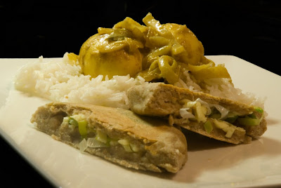 Egg Curry with Leek and Paneer Kulcha