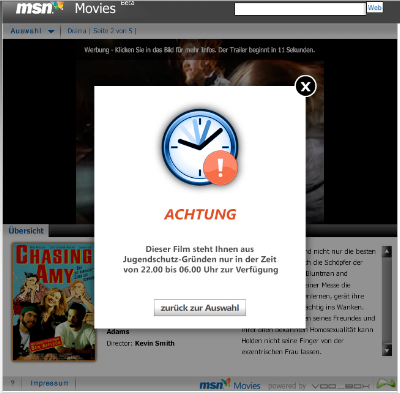Öffnungszeiten für MSN Movies