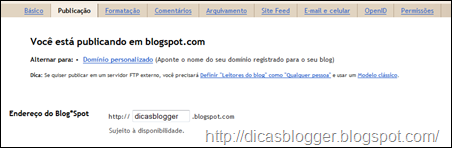 configura&ccedil;&otilde;es de publica&ccedil;&atilde;o do blogger
