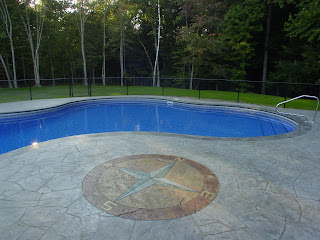 Lagoon Pool with Stamped Concrete Salisbury MA