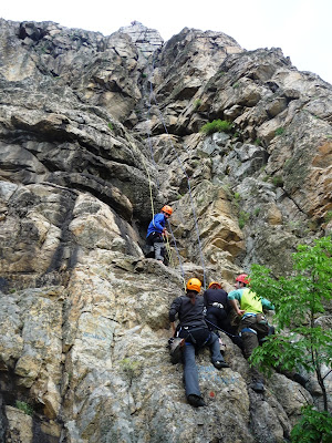 alpinism in Macin. Peretele Diagonal. traseul Hornul Prieteniei