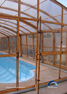 abri piscine casablanca: dtail de la facade de l'abri de piscine 