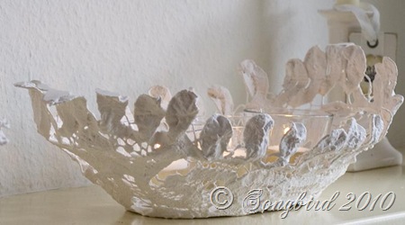 Doily turned candle holder