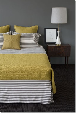 gray and yellow bedroom