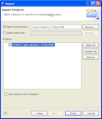 Eclipse   Select existing GWT project