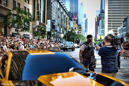 Tyrese Gibson on the set of Transformers 3 in Chicago, Il