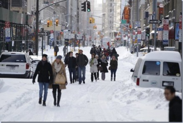 snow pietons broadway ny