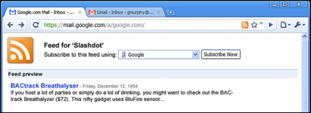 Google Chrome com RSS Reader