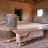 Drums in empty church against pew